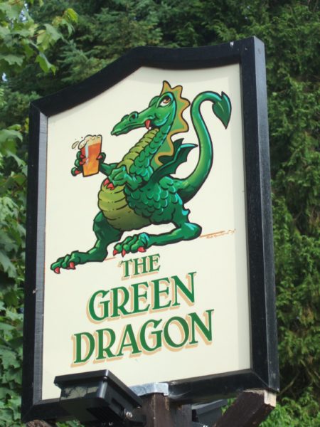 The Green Dragon skylt.
